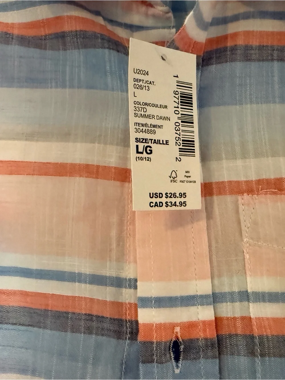 New with tags Short-Sleeve Striped Button-Down Blue & Coral - Childrens Place